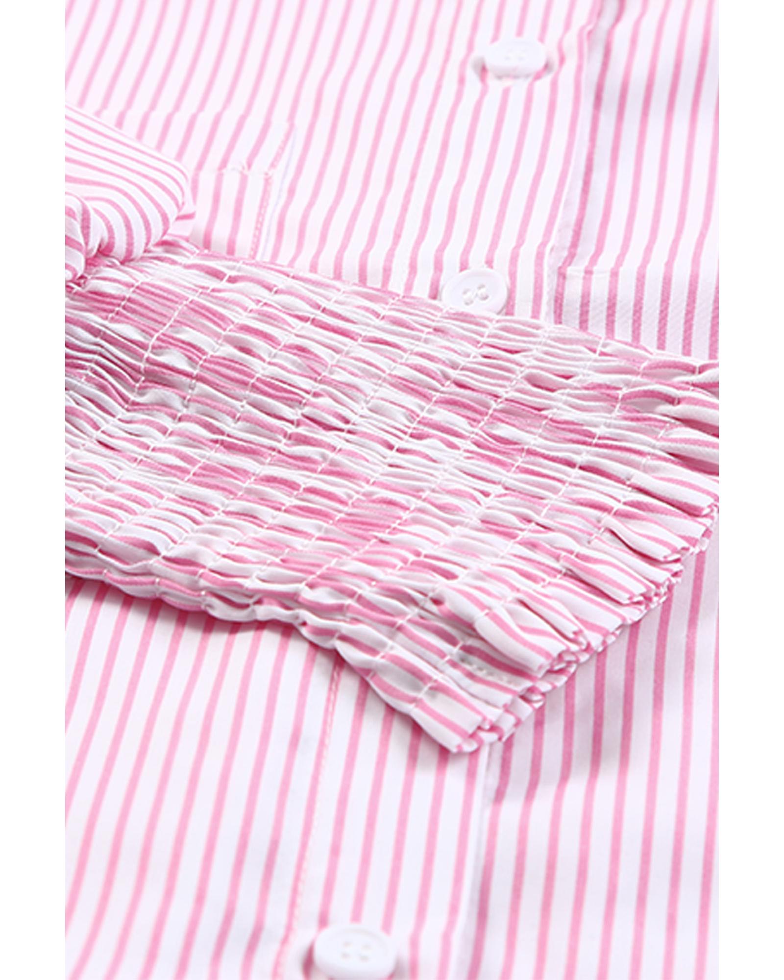 Azura Exchange Striped Boyfriend Shirt with Pocket - S