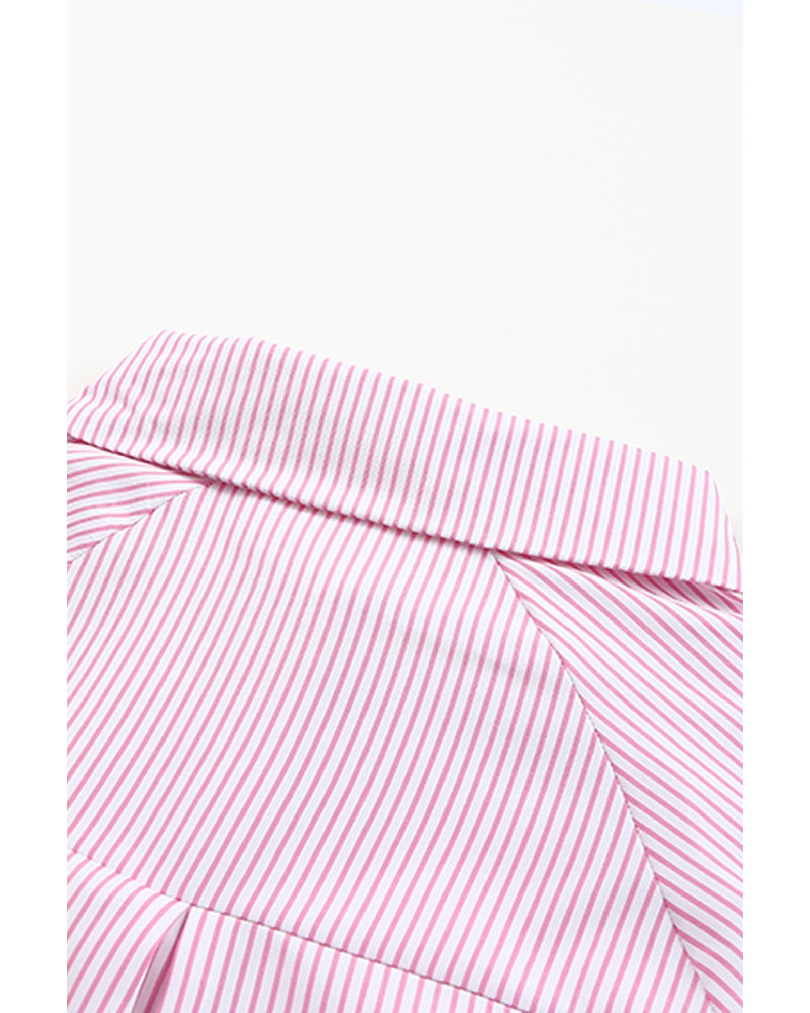 Azura Exchange Striped Boyfriend Shirt with Pocket - S