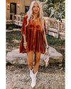 Azura Exchange Chestnut 3/4 Sleeve Tunic Babydoll Velvet Shirt - XL
