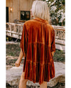 Azura Exchange Chestnut 3/4 Sleeve Tunic Babydoll Velvet Shirt - XL