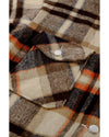 Orange Geometric Plaid Print Pocketed Shacket - L