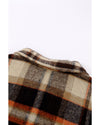 Orange Geometric Plaid Print Pocketed Shacket - L