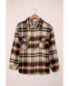 Orange Geometric Plaid Print Pocketed Shacket - L