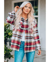 Azura Exchange Red Geometric Plaid Print Pocketed Shacket - XL