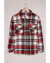 Azura Exchange Red Geometric Plaid Print Pocketed Shacket - XL