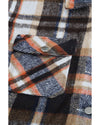 Geometric Plaid Print Pocketed Shacket - M