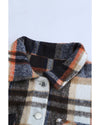 Geometric Plaid Print Pocketed Shacket - M