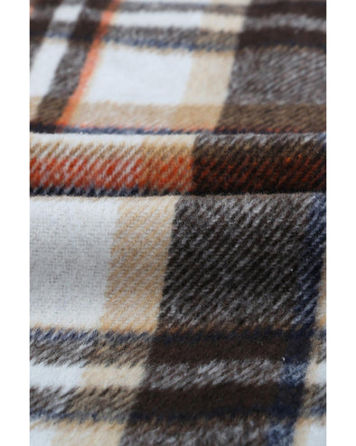 Geometric Plaid Print Pocketed Shacket - XL