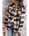 Geometric Plaid Print Pocketed Shacket - XL