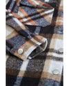 Geometric Plaid Print Pocketed Shacket - XL