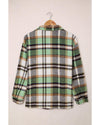 Green Geometric Plaid Print Pocketed Shacket - XL
