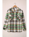 Green Geometric Plaid Print Pocketed Shacket - XL