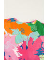 Multicolour Floral Print Folded Short Sleeve Shirt - XL