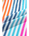 Orange Stripe Multicolor Drop Shoulder Loose Shirt - M