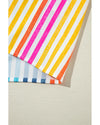 Orange Stripe Multicolor Drop Shoulder Loose Shirt - M