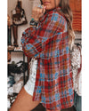 Red Plaid Print Loose Vintage Shirt - S
