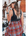Red Plaid Print Loose Vintage Shirt - S