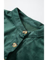 Skobeloff Corduroy Ruffle Tiered Buttoned O Neck Shirt - XL