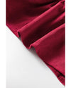 Burgundy Corduroy Ruffle Tiered Buttoned O Neck Shirt - XL
