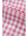 Pink Gingham Print Chest Pockets Buttoned Collared Shirt - L