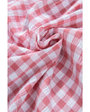 Pink Gingham Print Chest Pockets Buttoned Collared Shirt - L