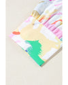White Colorful Horse Printed Long Sleeve Button Up Casual Shirt - M