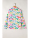 White Colorful Horse Printed Long Sleeve Button Up Casual Shirt - XL