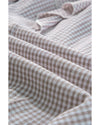Brown Plaid Flounce Sleeve Notched Neck Ruffled Shirt - L