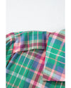 Green Checkered 3/4 Sleeve Collared Loose Fit Shirt - XL