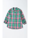 Green Checkered 3/4 Sleeve Collared Loose Fit Shirt - XL