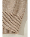 Parchment Flower Pattern Ribbed Trim Crew Neck Sweater - L