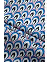 Sky Blue Abstract Print Shirred Cuff Buttoned Oversized Shirt - XL