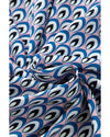 Sky Blue Abstract Print Shirred Cuff Buttoned Oversized Shirt - XL