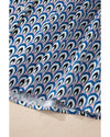 Sky Blue Abstract Print Shirred Cuff Buttoned Oversized Shirt - XL