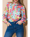 Multicolour Abstract Printed Long Sleeve Casual Shirt - M