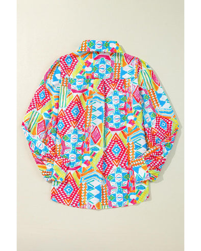 Multicolour Abstract Printed Long Sleeve Casual Shirt - XL