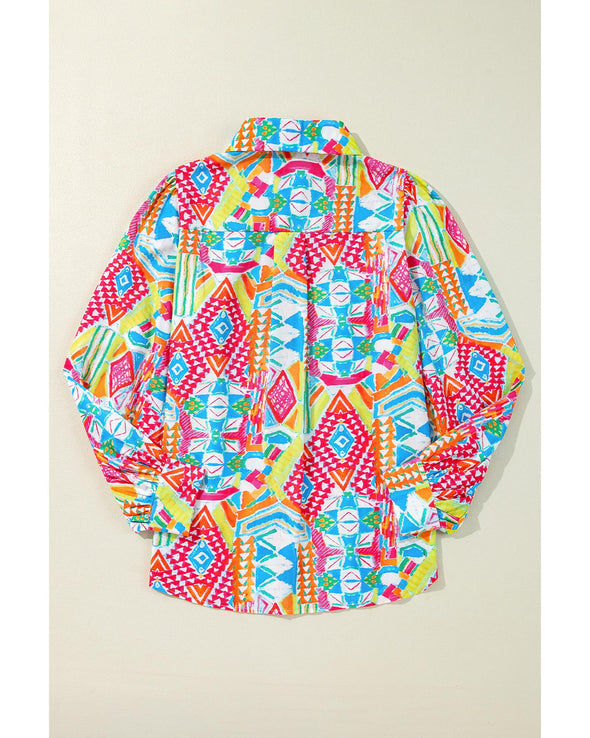 Multicolour Abstract Printed Long Sleeve Casual Shirt - XL