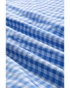 Sky Blue Stripe Plaid Patchwork Button up Long Sleeve Shirt - S