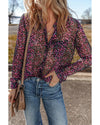 Grape Wine Polka Dot Printed Buttoned Casual Shirt - M