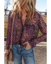 Grape Wine Polka Dot Printed Buttoned Casual Shirt - M