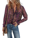 Grape Wine Polka Dot Printed Buttoned Casual Shirt - M