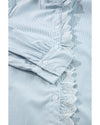 Sky Blue Stripe Frilled Trim Button Up Long Sleeve Shirt - M