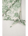 Green Landscape Print Tied 3/4 Sleeve Shirt with Sash - L