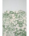 Green Landscape Print Tied 3/4 Sleeve Shirt with Sash - M