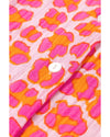 Rose Leopard Printed Button Up Loose Shirt - L
