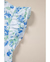 Sky Blue Floral Print Ruffle Sleeve Frilly Button Up Shirt - L