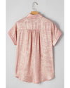 Delicacy Metallic Buttoned Loose Fit Short Sleeve Shirt - XL