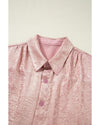 Delicacy Metallic Buttoned Loose Fit Short Sleeve Shirt - XL
