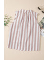 Khaki Stripe Casual Button Down Sleeveless Shirt - M