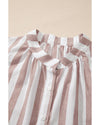Khaki Stripe Casual Button Down Sleeveless Shirt - M